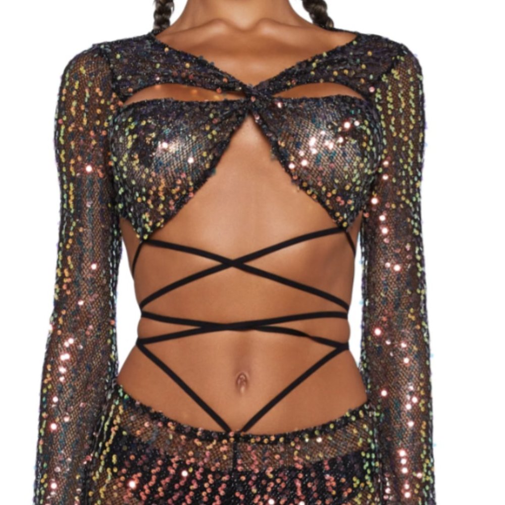 DollsKill Club Exx Sunlit Oracles Sequin Top XS